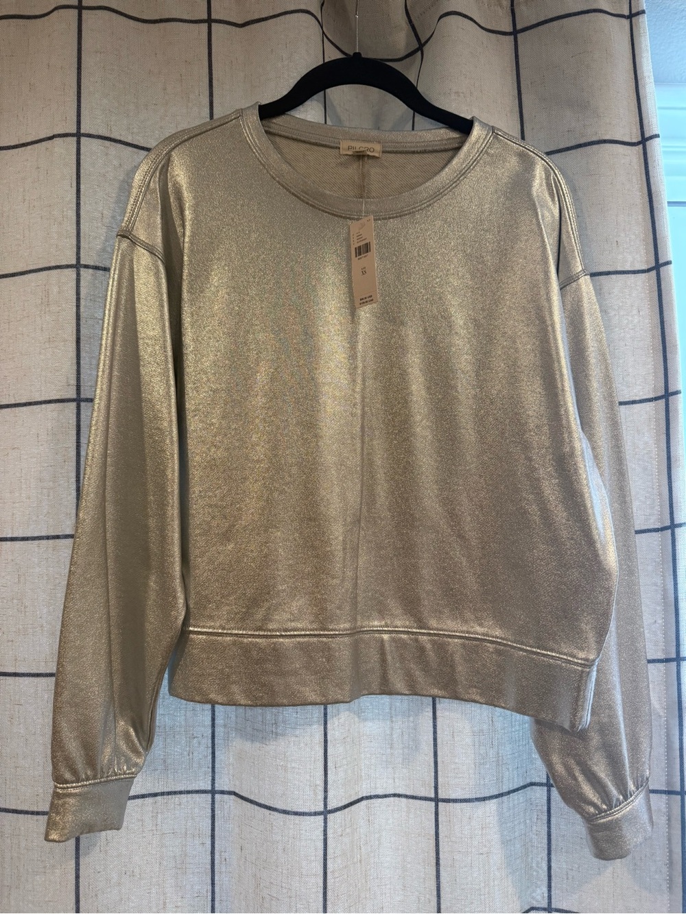 Anthropology- Pilcro Metallic Crewneck Sweatshirt - Silver